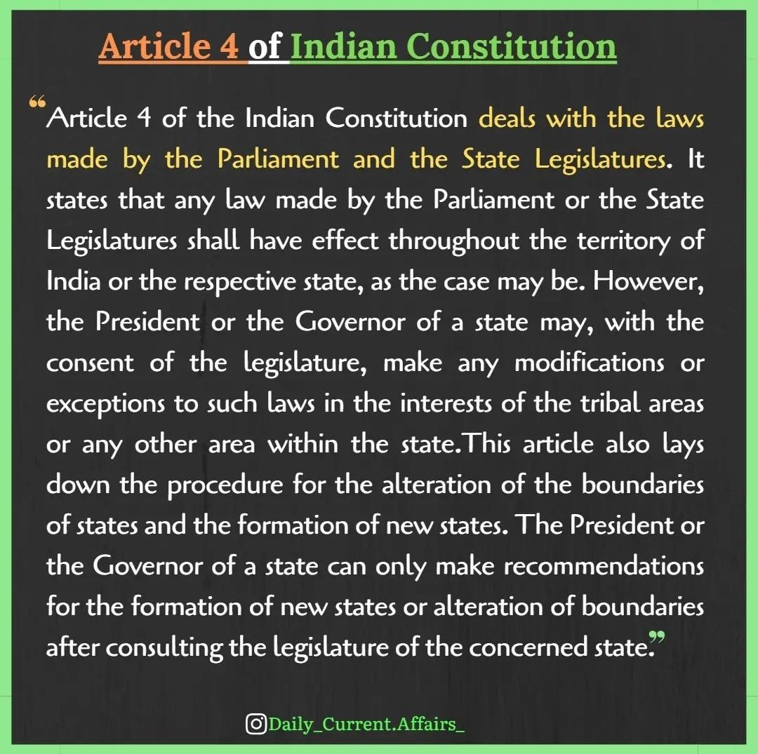 Map showing formation and reorganization of states under Article 4 of the Indian Constitution